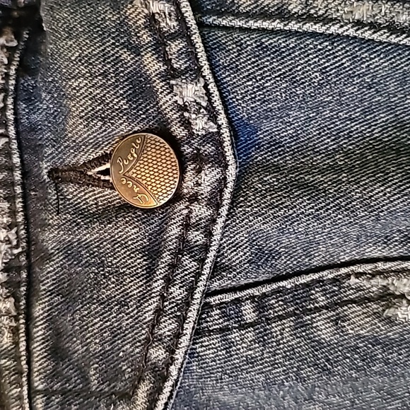 Free People staple dark denim essential hooded sweatshirt jacket sz M EUC! - Picture 4 of 6